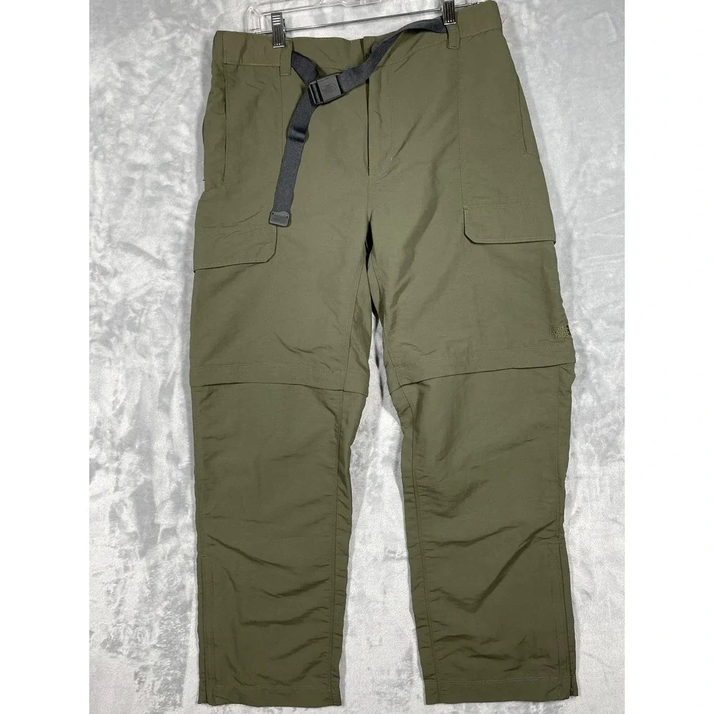 The North Face Mens L Olive Green Convertible Cargo Hiking Pants AJFB T325/T725